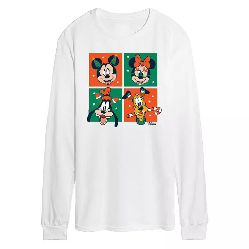 Disney's Mickey Mouse & Friends Men's Christmas Grid Long Sleeve Graphic Tee,  Product Image