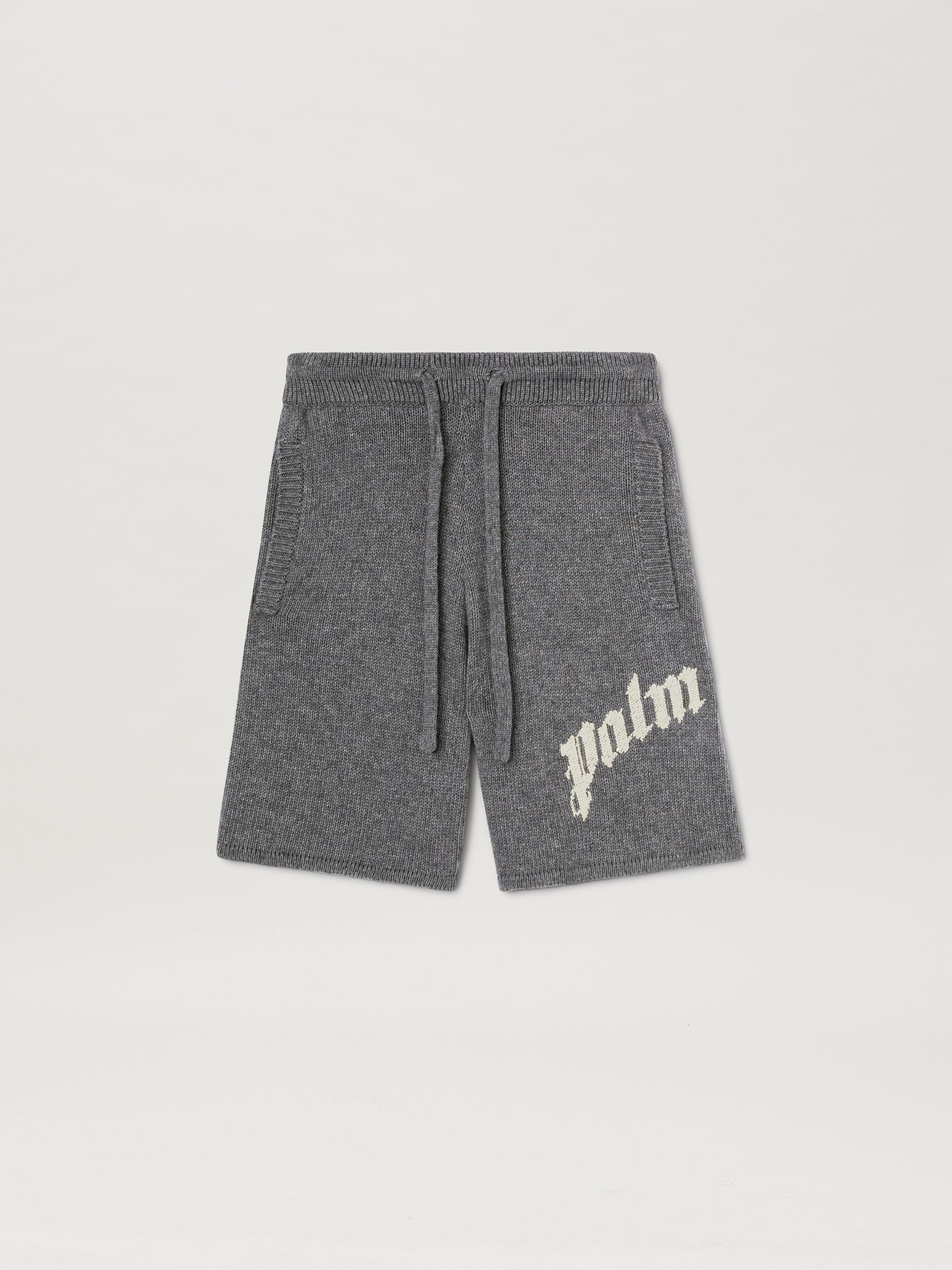 Curved logo embroidered knit shorts Product Image