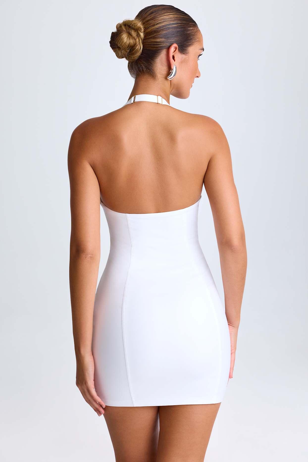 Halterneck Mini Dress in White Product Image