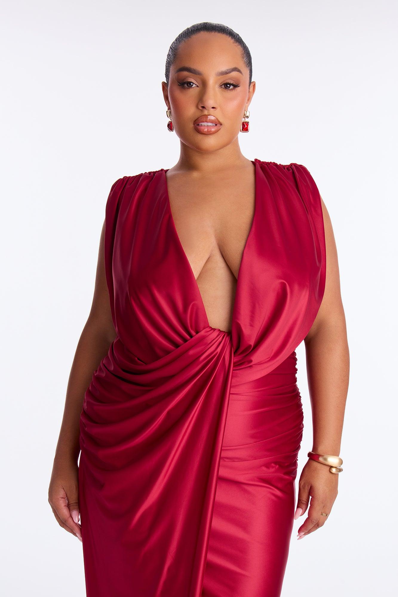Honest Soul Satin Maxi Gown - Wine Female Product Image