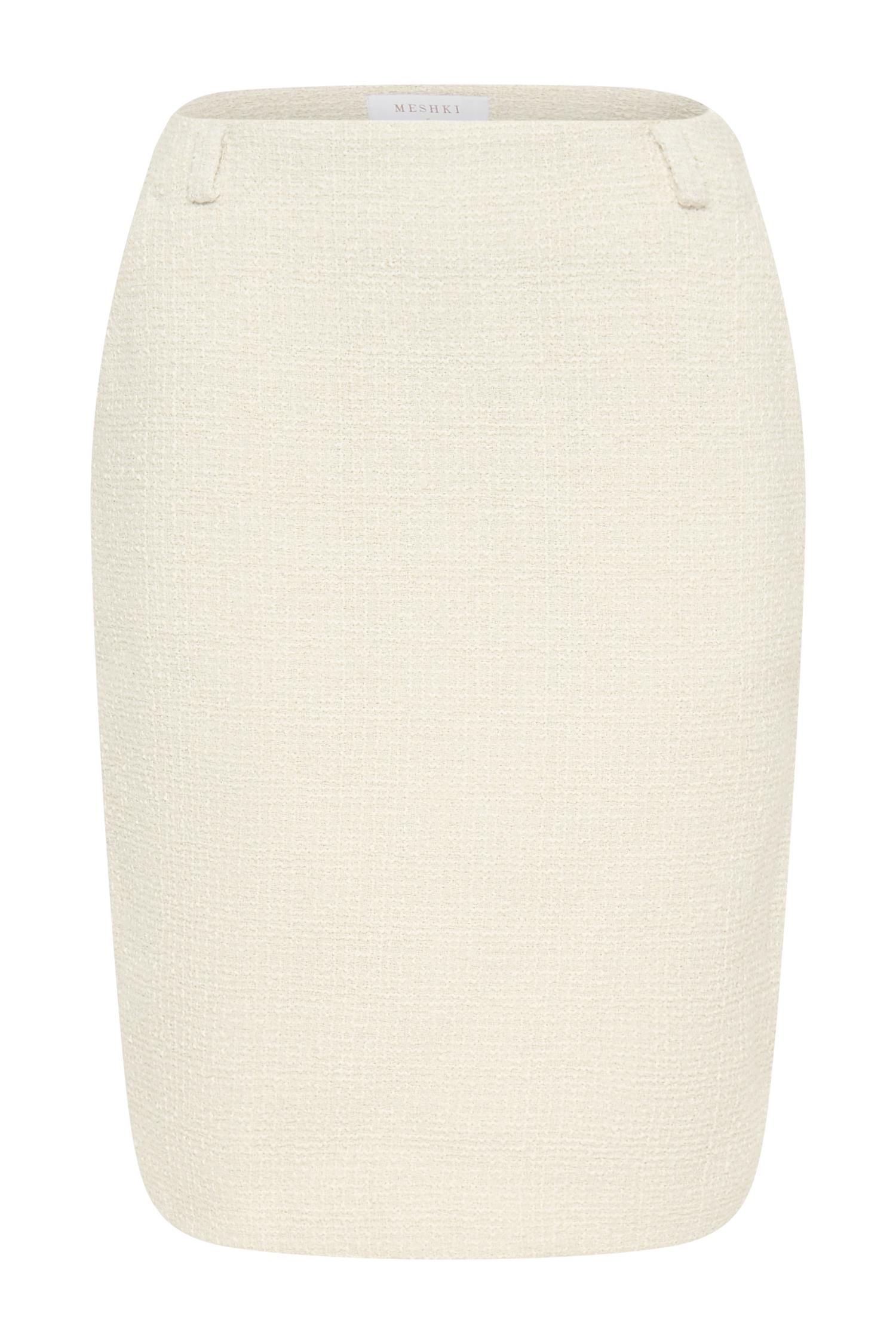 Addison Boucle Knee Length Skirt - Ivory Product Image