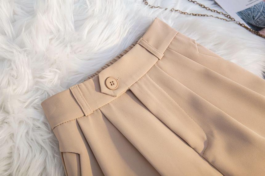 High Waist Plain Dress Shorts Product Image