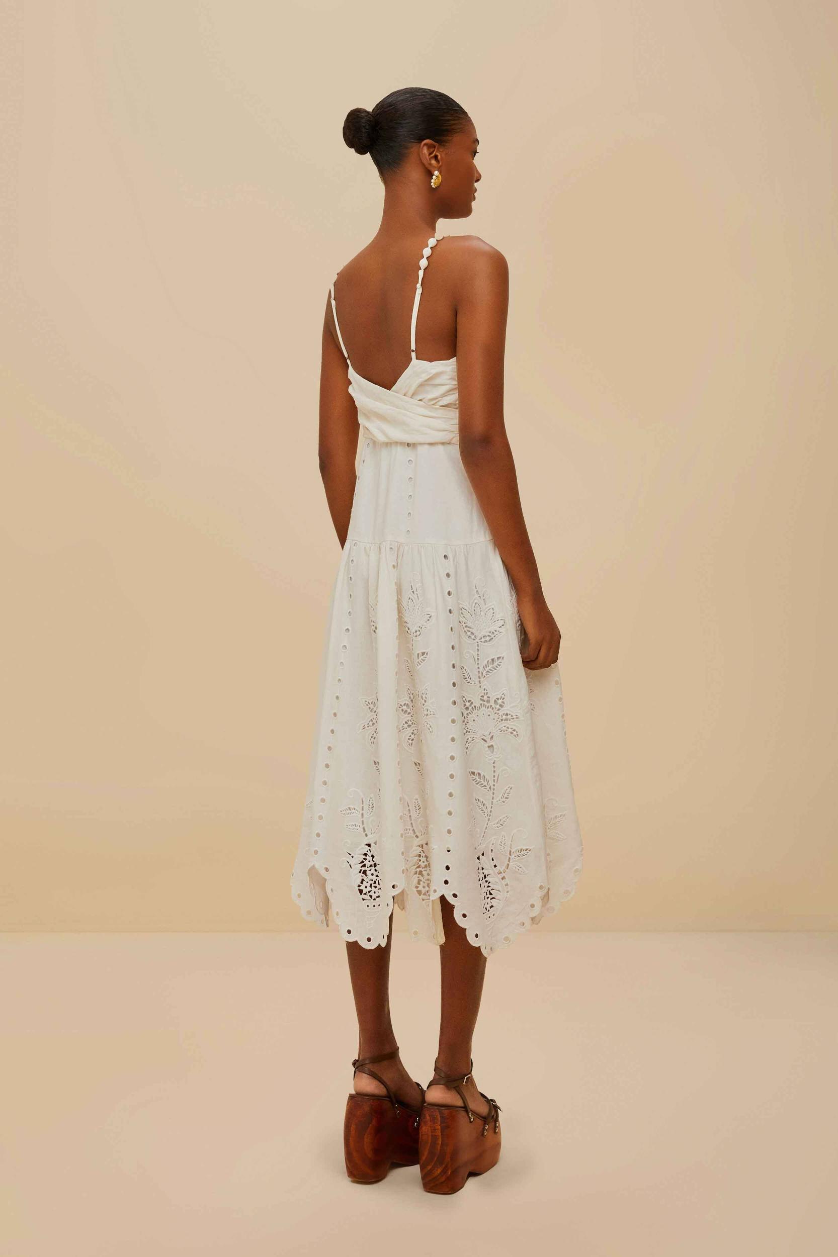 Off-White Richelieu LENZING™ ECOVERO™ Euroflax™ Midi Dress Product Image