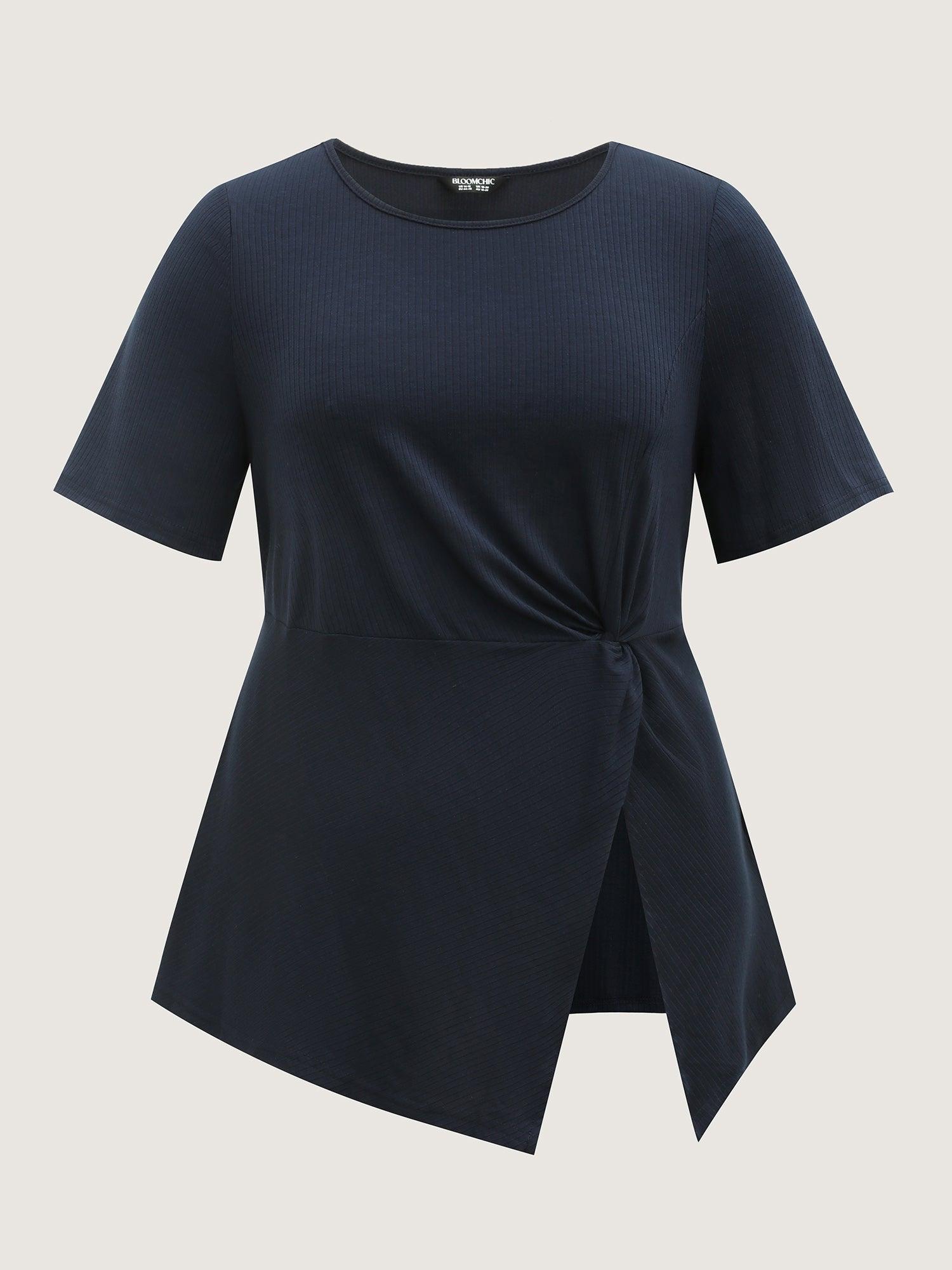 Pit Strip Knotted Front Split Side Top Female Product Image