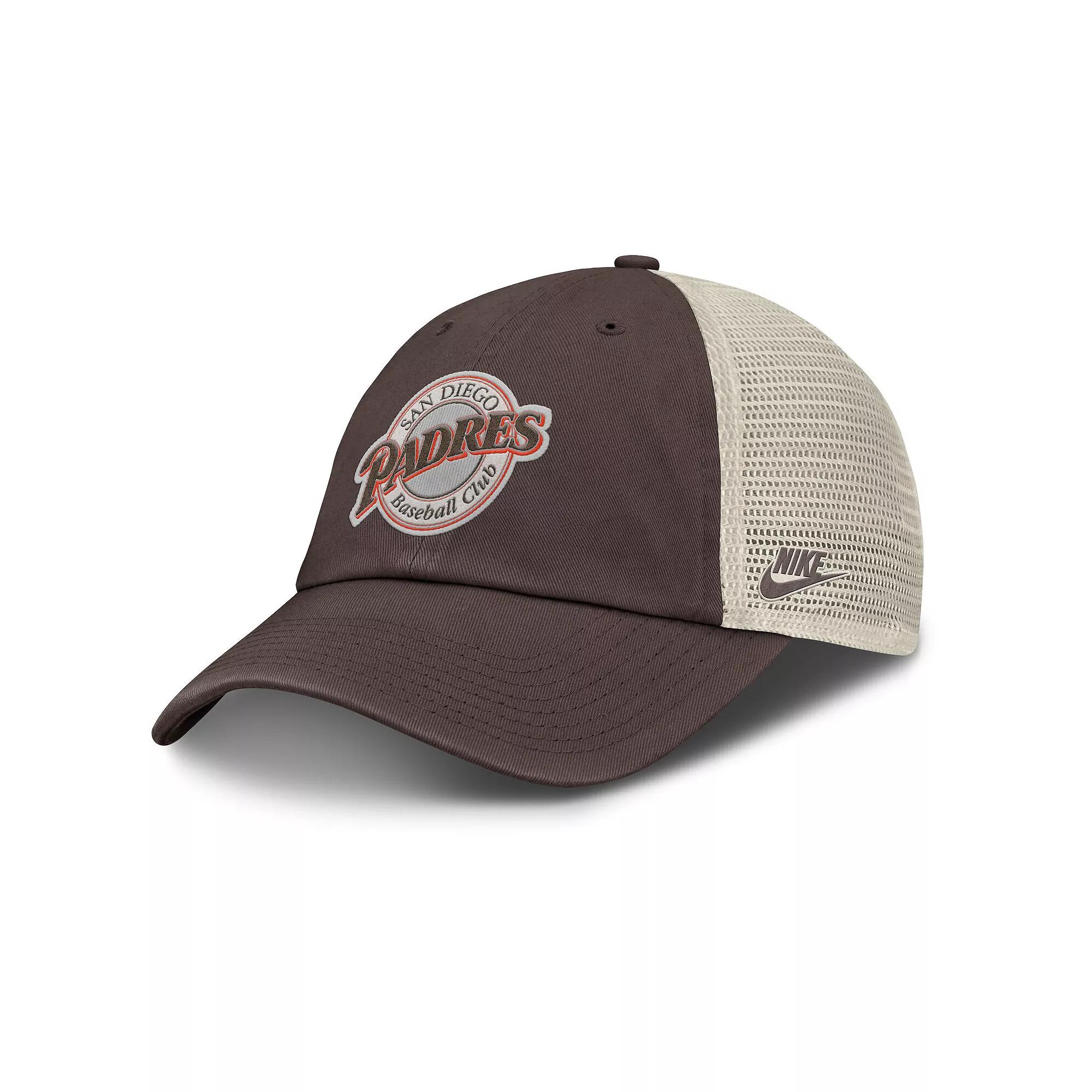 Men's Nike Brown/Natural San Diego Padres Cooperstown Collection Club Trucker Adjustable Hat,  Product Image
