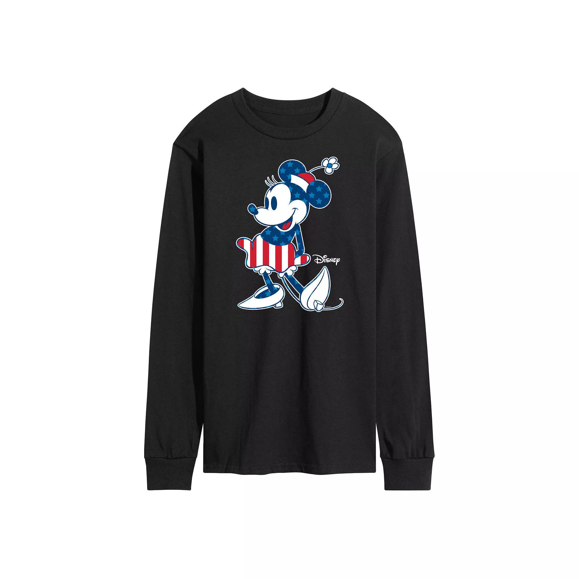 Disney's Minnie Mouse Men's Flag Long Sleeve Graphic Tee,  Product Image
