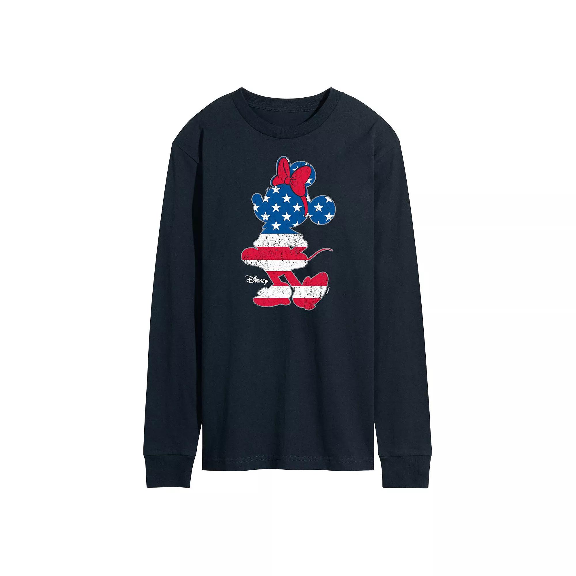Disney's Minnie Mouse Men's Americana Long Sleeve Graphic Tee,  Product Image