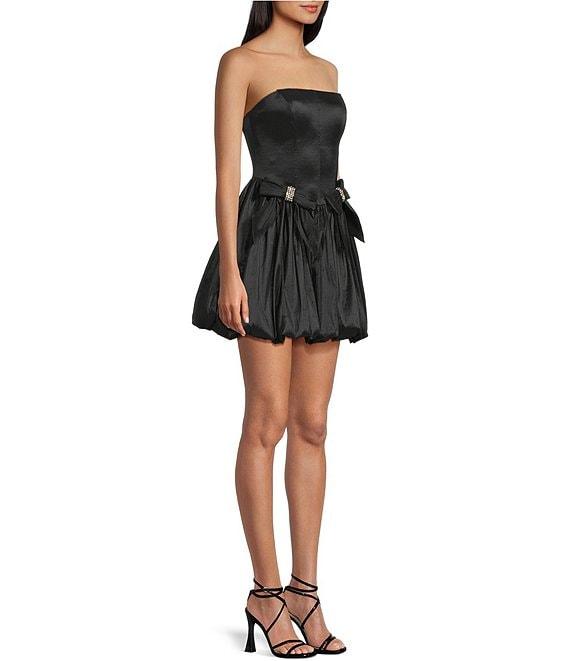 B. Darlin Strapless Rhinestone Embellished Bow Accent Bubble Hem Dress Product Image