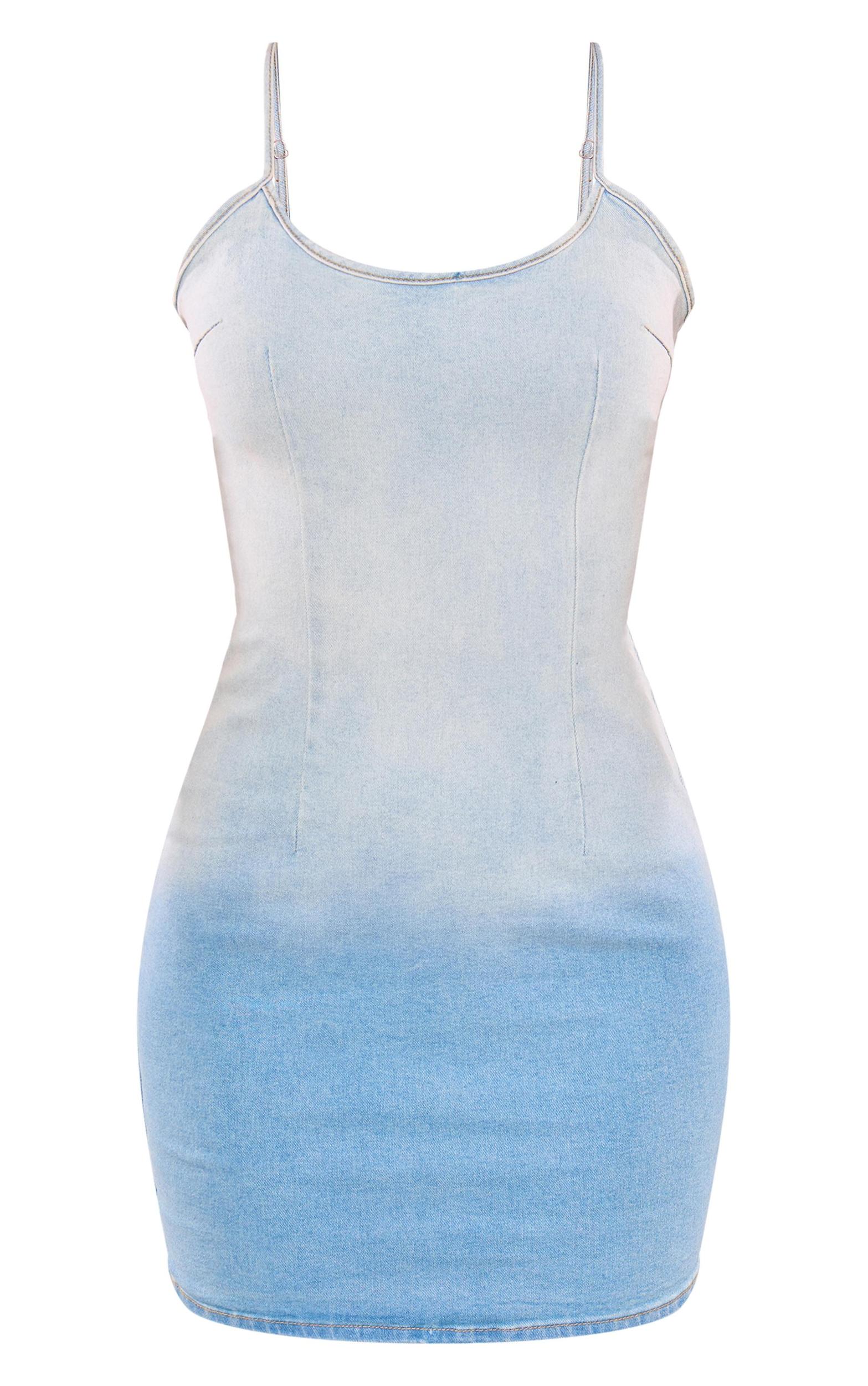 Tall Light Blue Ombre Cami Strap Denim Mini Dress Product Image
