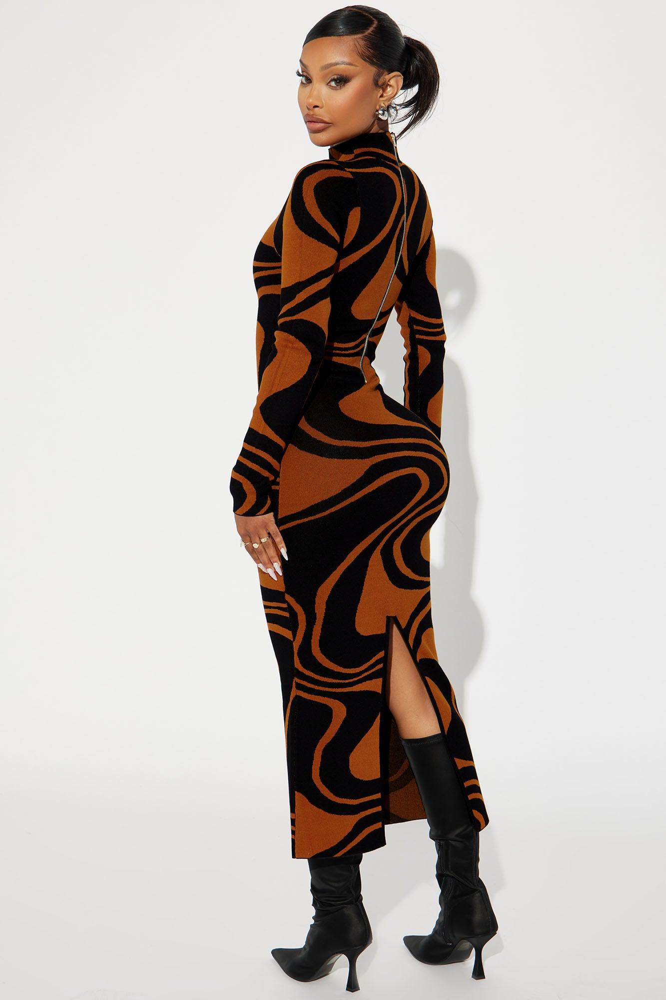 Azaria Sweater Midi Dress - Black/combo Female Product Image