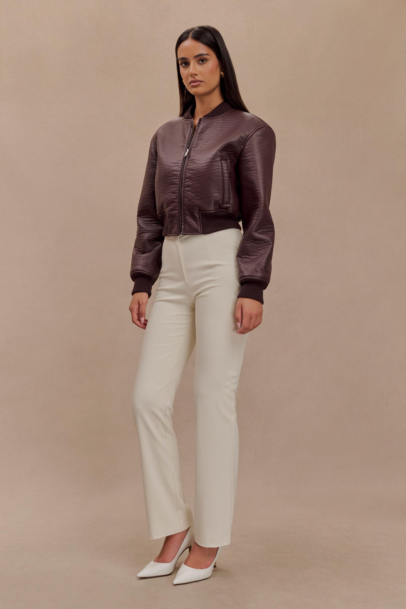 Codi Faux Leather Bomber Jacket - Merlot Product Image