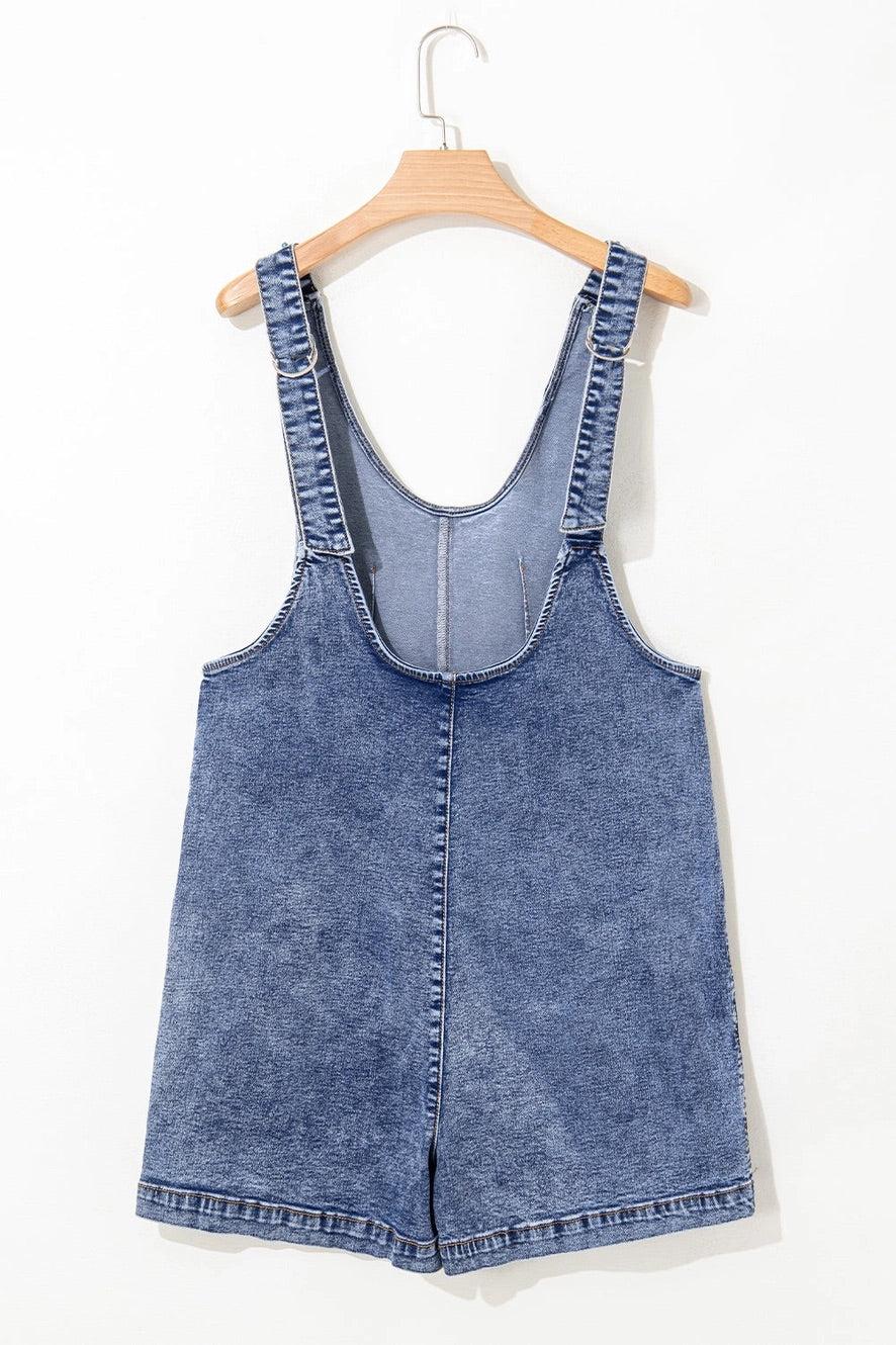 Denim Patch Pocket Romper Product Image