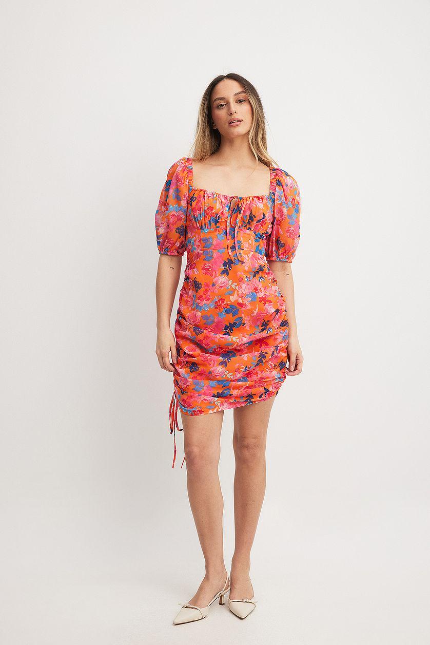 Gathered Side Marked Chest Mini Dress Product Image