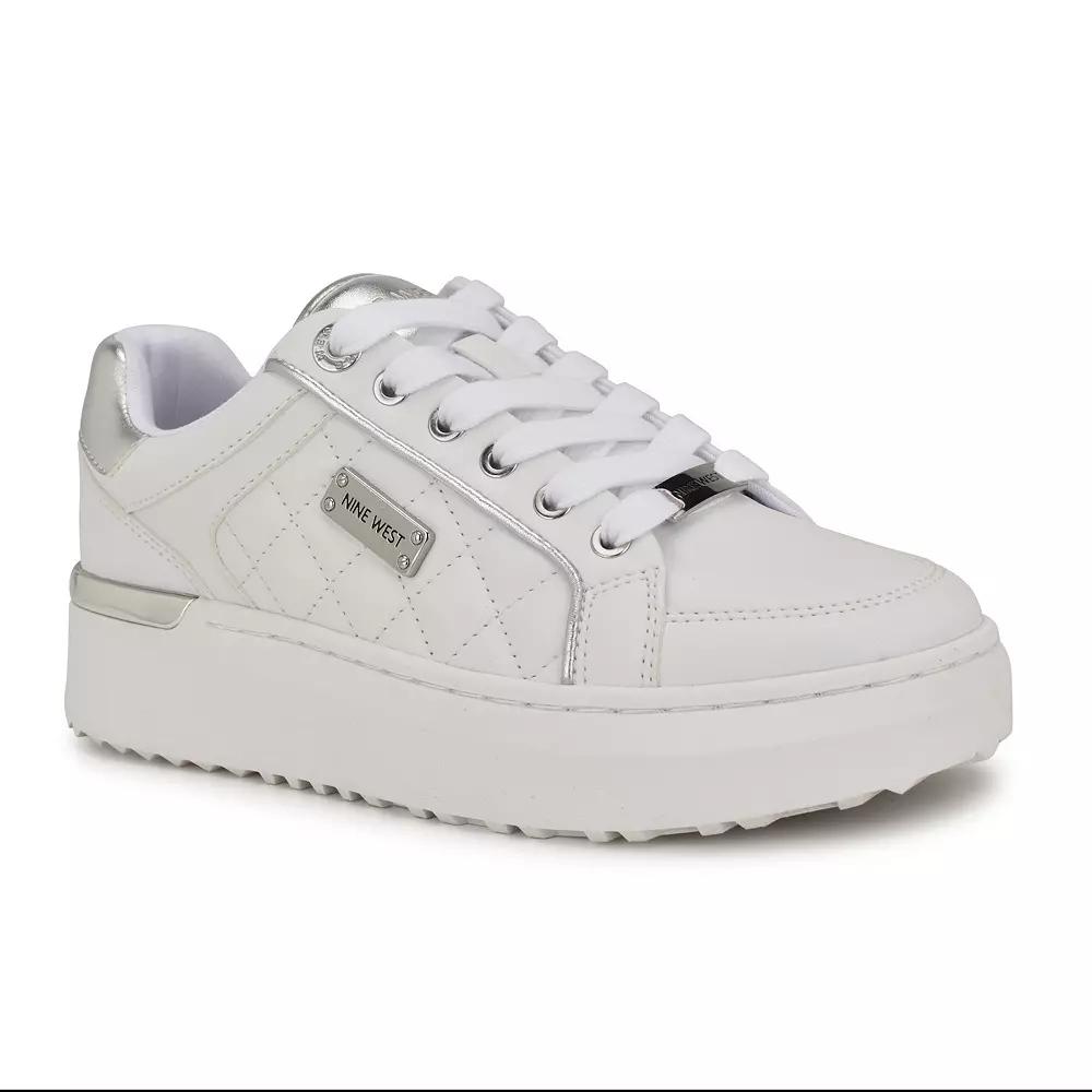Nine West Cafee Women's Platform Sneakers, Size: 5, White Silver Product Image