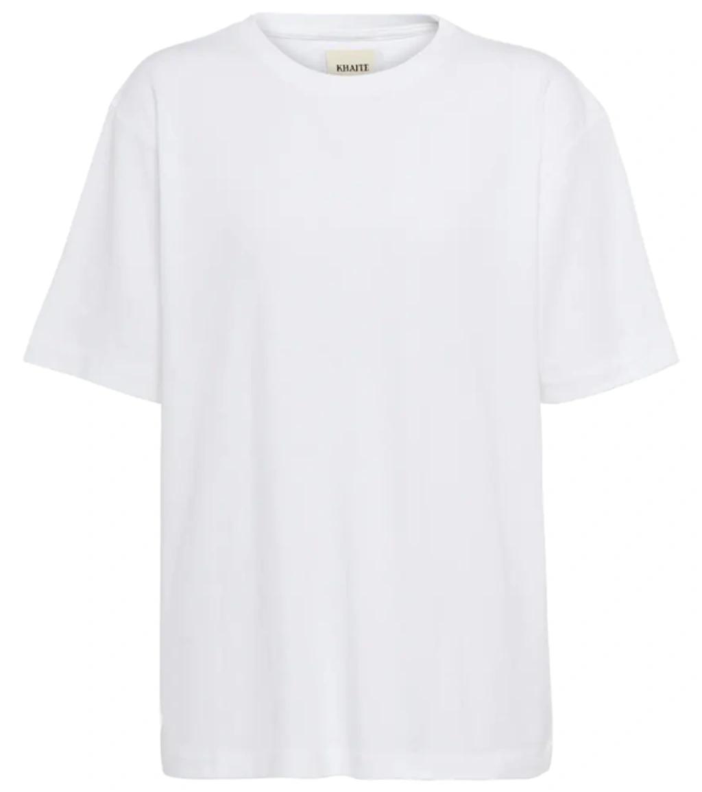 KHAITE Womens White Mae Brand-patch Cotton-jersey T-shirt In Cream Product Image