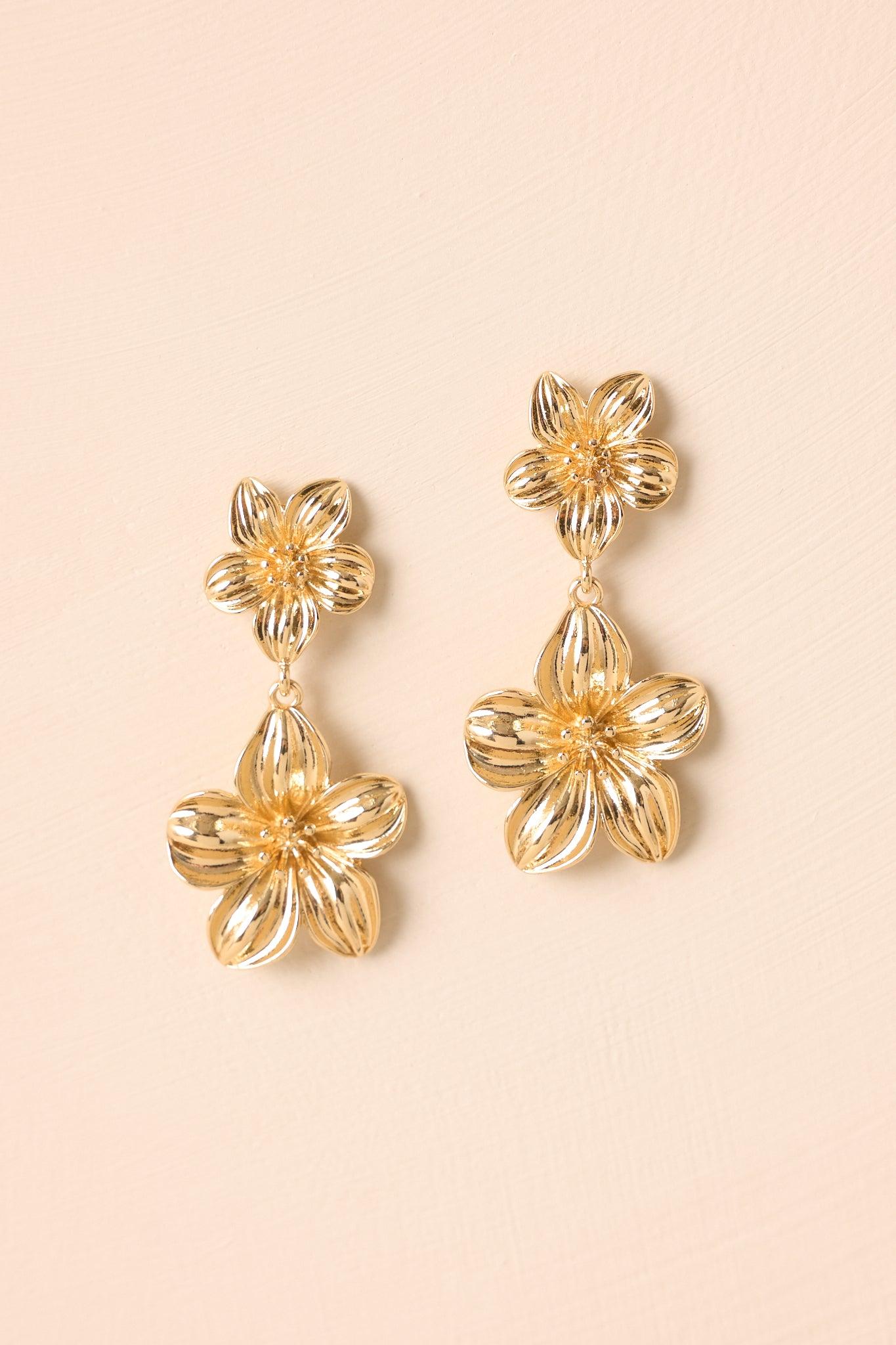 Count Your Blessings Gold Flower Drop Earrings Product Image