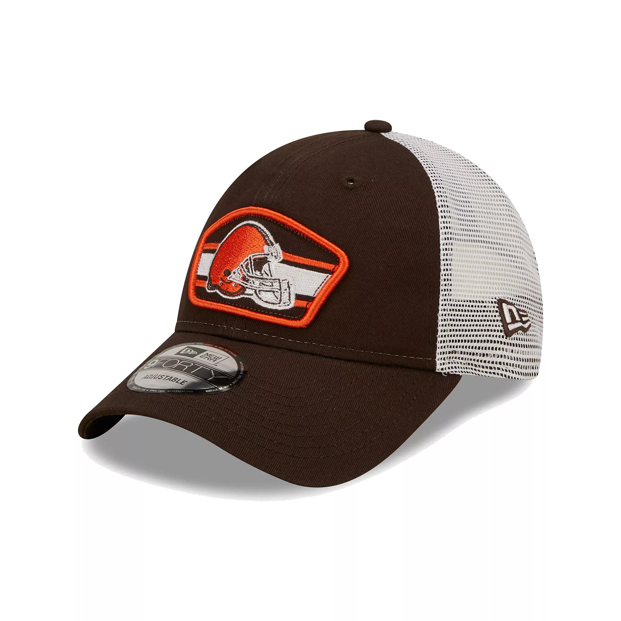 Men's New Era Brown/White Cleveland Browns Logo Patch Trucker 9FORTY Snapback Hat Product Image