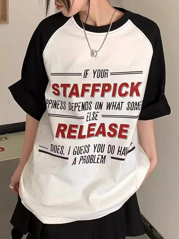 Letter Print Raglan Oversized Short Sleeve Tee Product Image