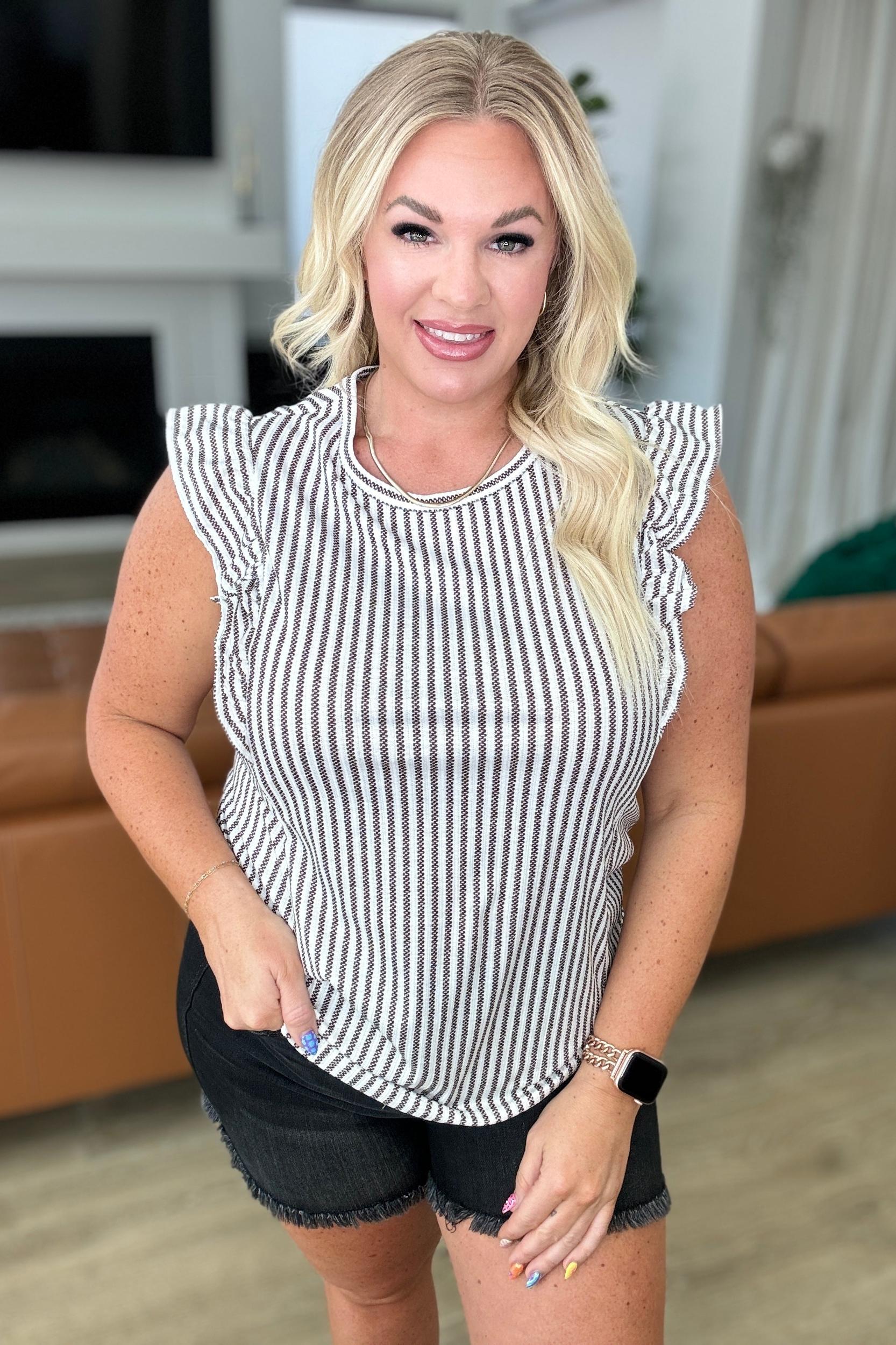 Heavily Invested Striped Ruffle Detail Top (Online Exclusive) Product Image