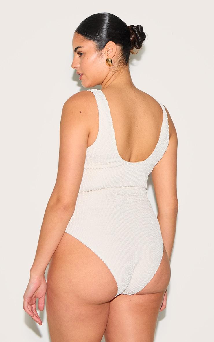 Plus Cream Crinkle Scoop Back Swimsuit Product Image