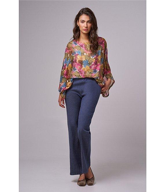 M Made in Italy Silky Scoop Neckline Elbow Sleeve Poncho Top Product Image