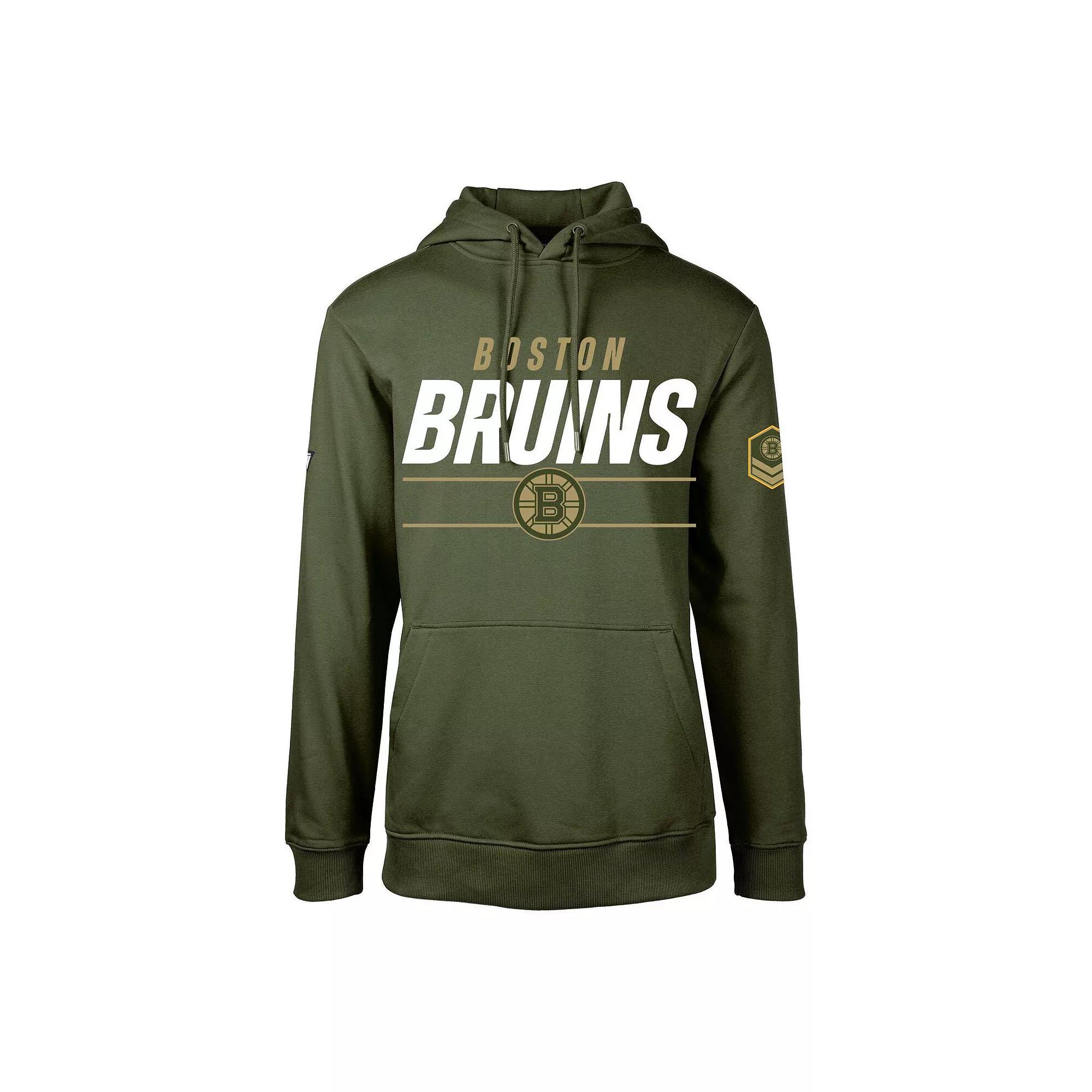 Men's Levelwear Olive Boston Bruins Podium Fleece Pullover Hoodie,  Product Image