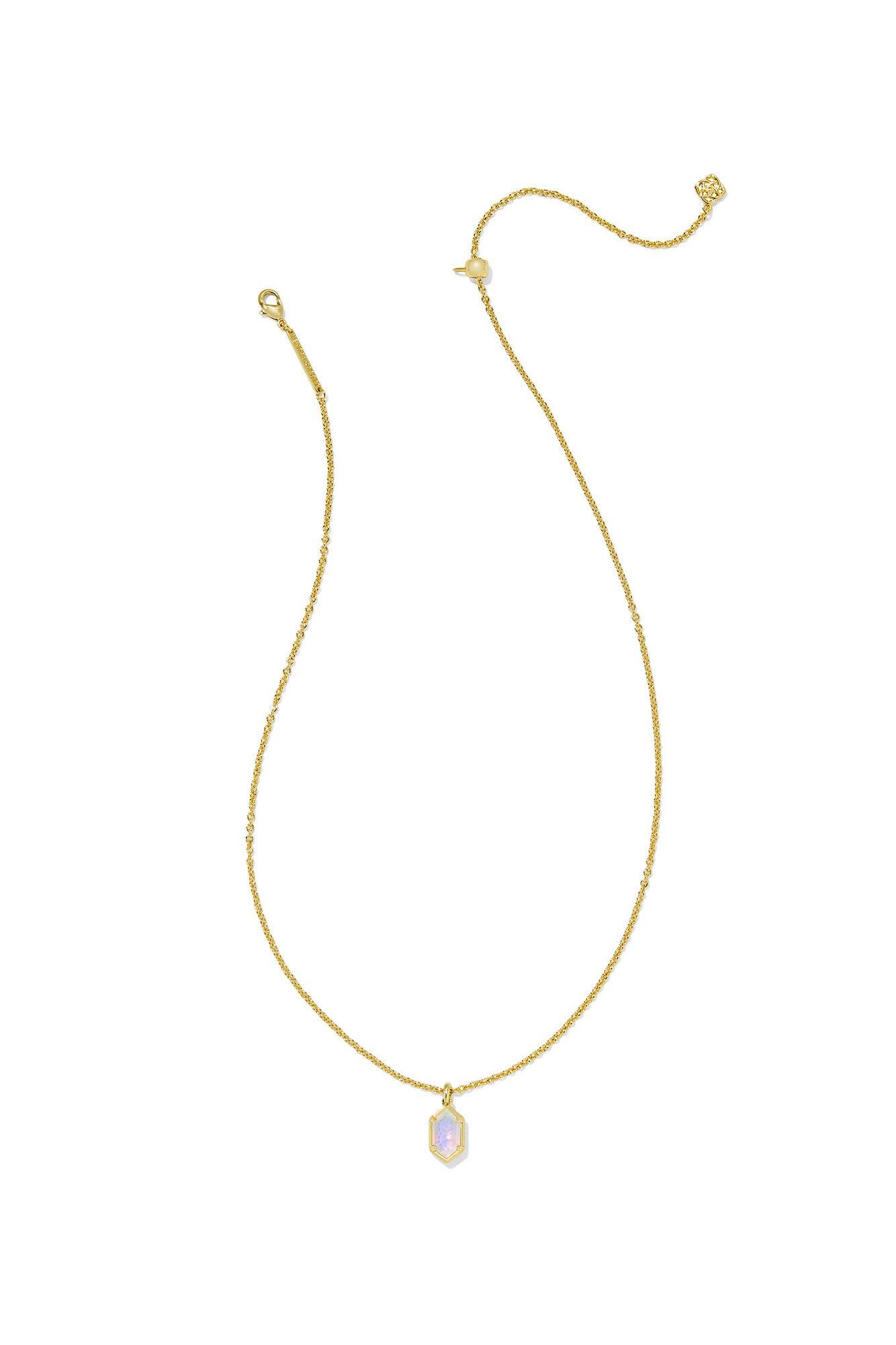 Hallie Gold Short Pendant Necklace Opalite Illusion Product Image