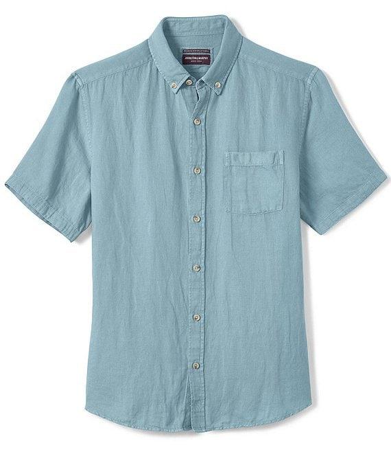 Johnston & Murphy Linen Antique-Dyed Short Sleeve Woven Shirt Product Image