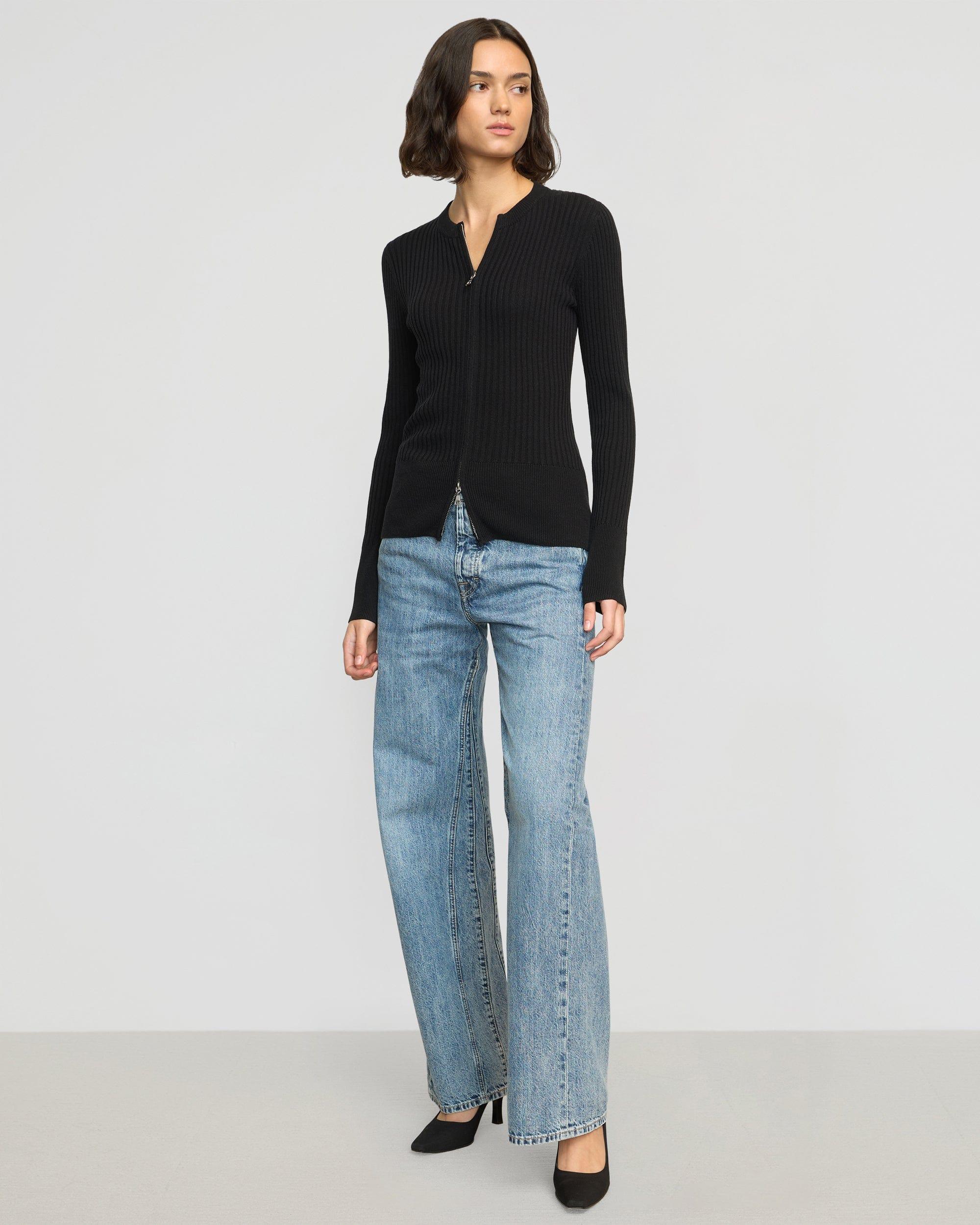 Kayla Ribbed Two-Way Zip Sweater Product Image