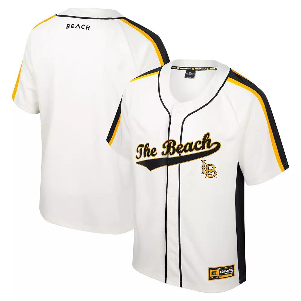 Men's Colosseum Cream Cal State Long Beach The Beach Ruth Button-Up Baseball Jersey,  Product Image