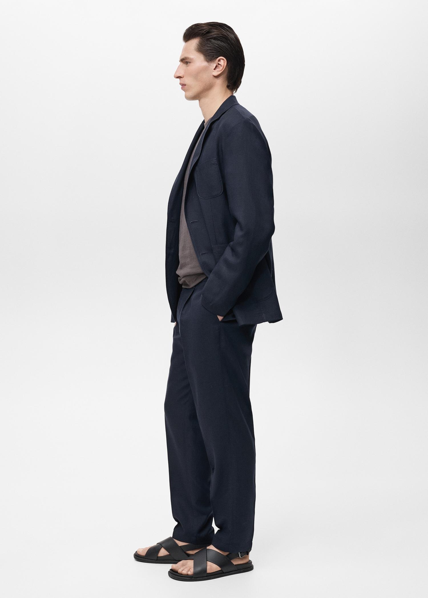 Slim-fit linen-blend suit blazer - Men | MANGO USA Product Image