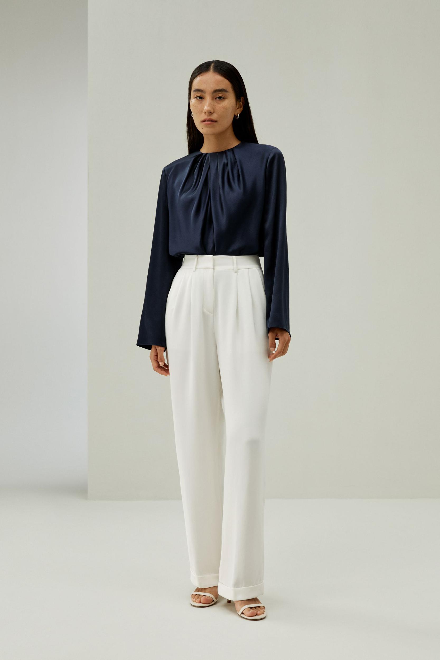 LILYSILK Silk Tops - for Women - Navy Blue 100% Natural Pure Silk - Comfort and Style Long Sleeves Shirts XL Product Image