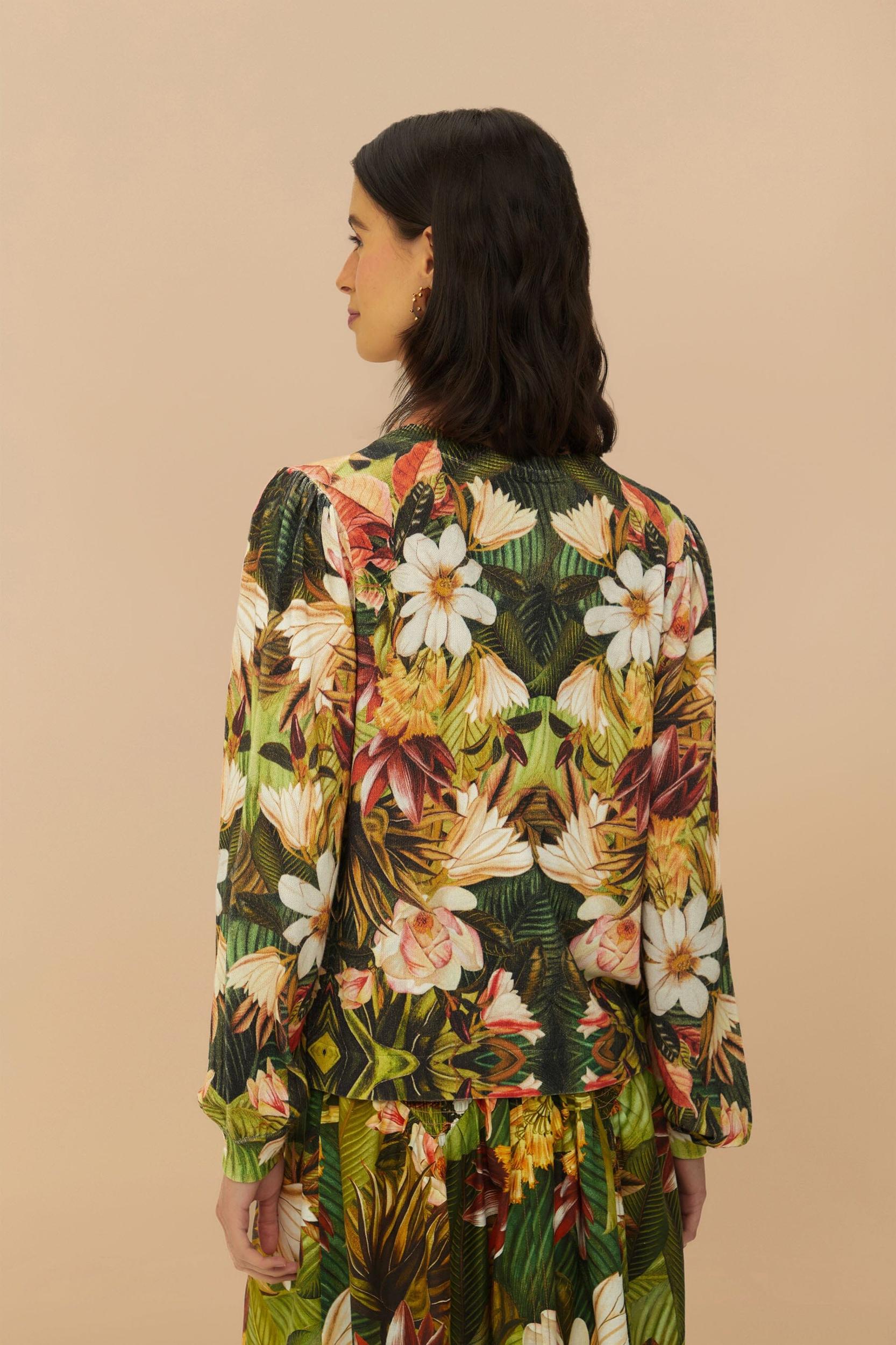 Multicolor Botanical Forest Knit Cardigan Product Image
