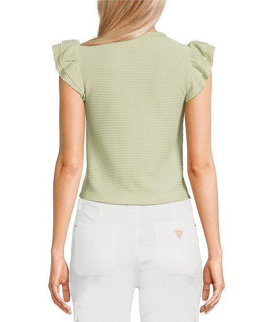 Moa Moa Crewneck Ruffle Short Sleeve Top Product Image