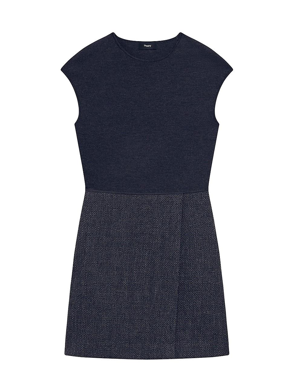 Womens Plus Knit & Tweed Combo Minidress Product Image