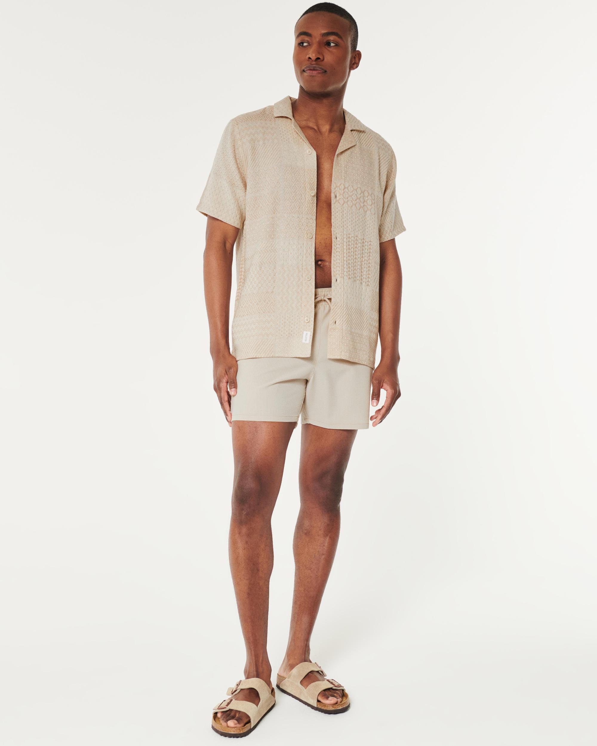 Mid-Thigh Seersucker Volley Swim Trunks Product Image