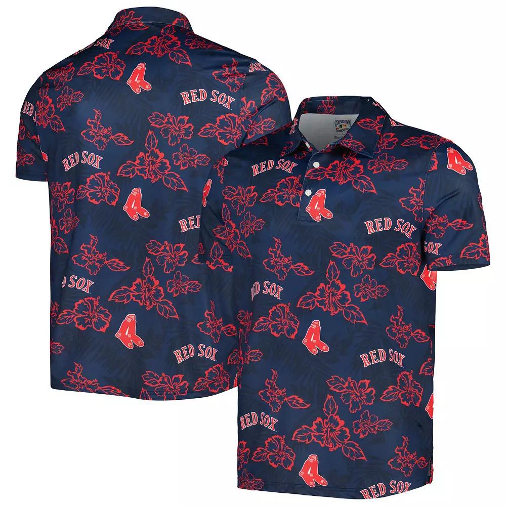 Men's Reyn Spooner Navy Boston Red Sox Cooperstown Collection Puamana Print Polo,  Product Image