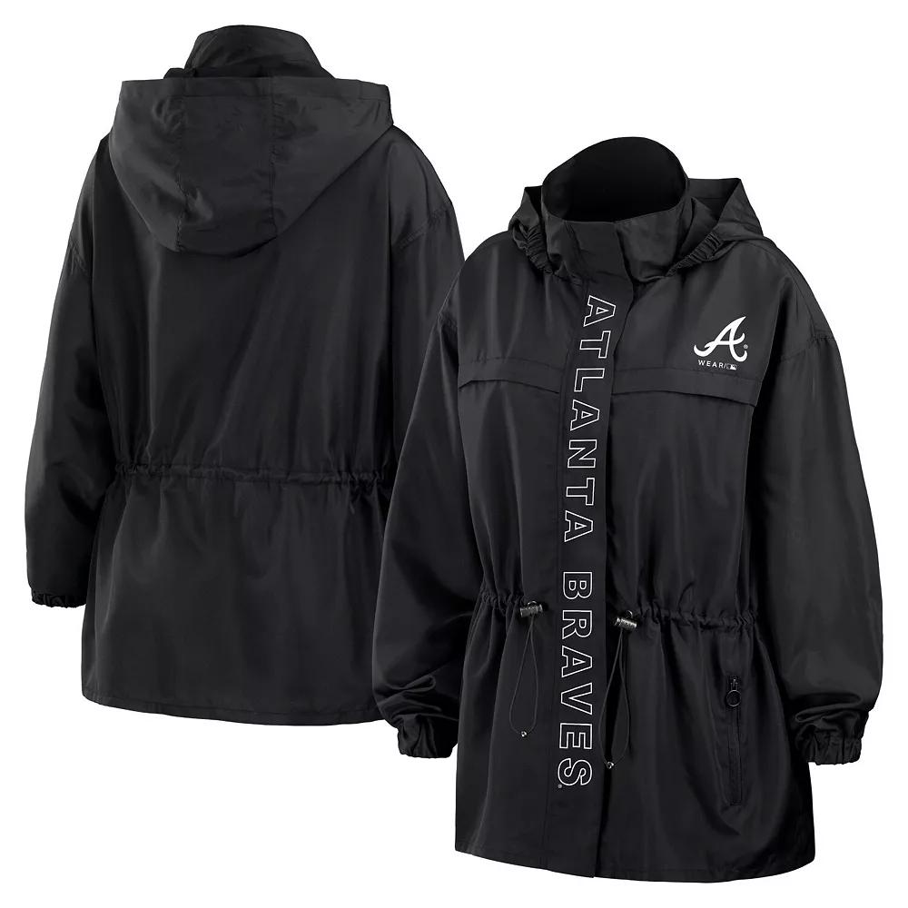 Women's WEAR by Erin Andrews Black Atlanta Braves Full-Zip Windbreaker Hoodie Jacket,  Product Image