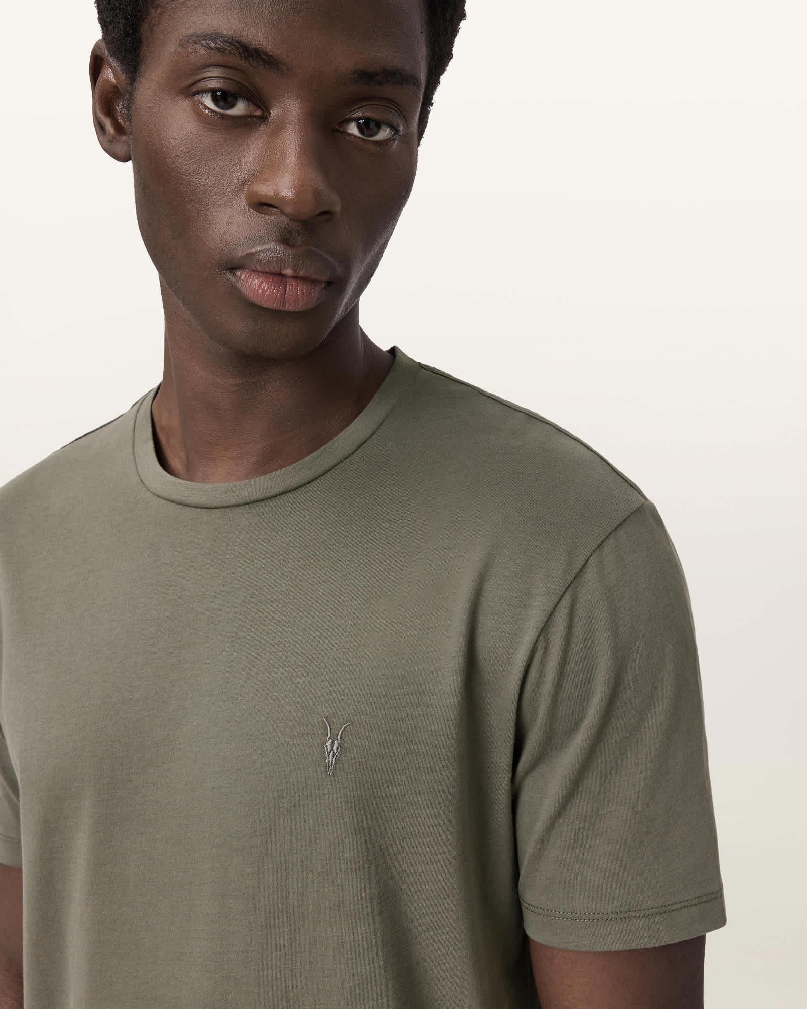 Brace Brushed Cotton T-Shirts 3 Pack WHITE/GREEN/GREEN | ALLSAINTS US Product Image