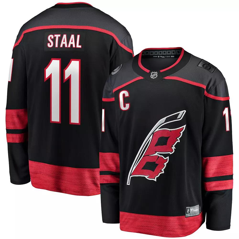 Men's Fanatics Branded Jordan Staal Black Carolina Hurricanes Home Captain Patch Breakaway Player Jersey,  Product Image