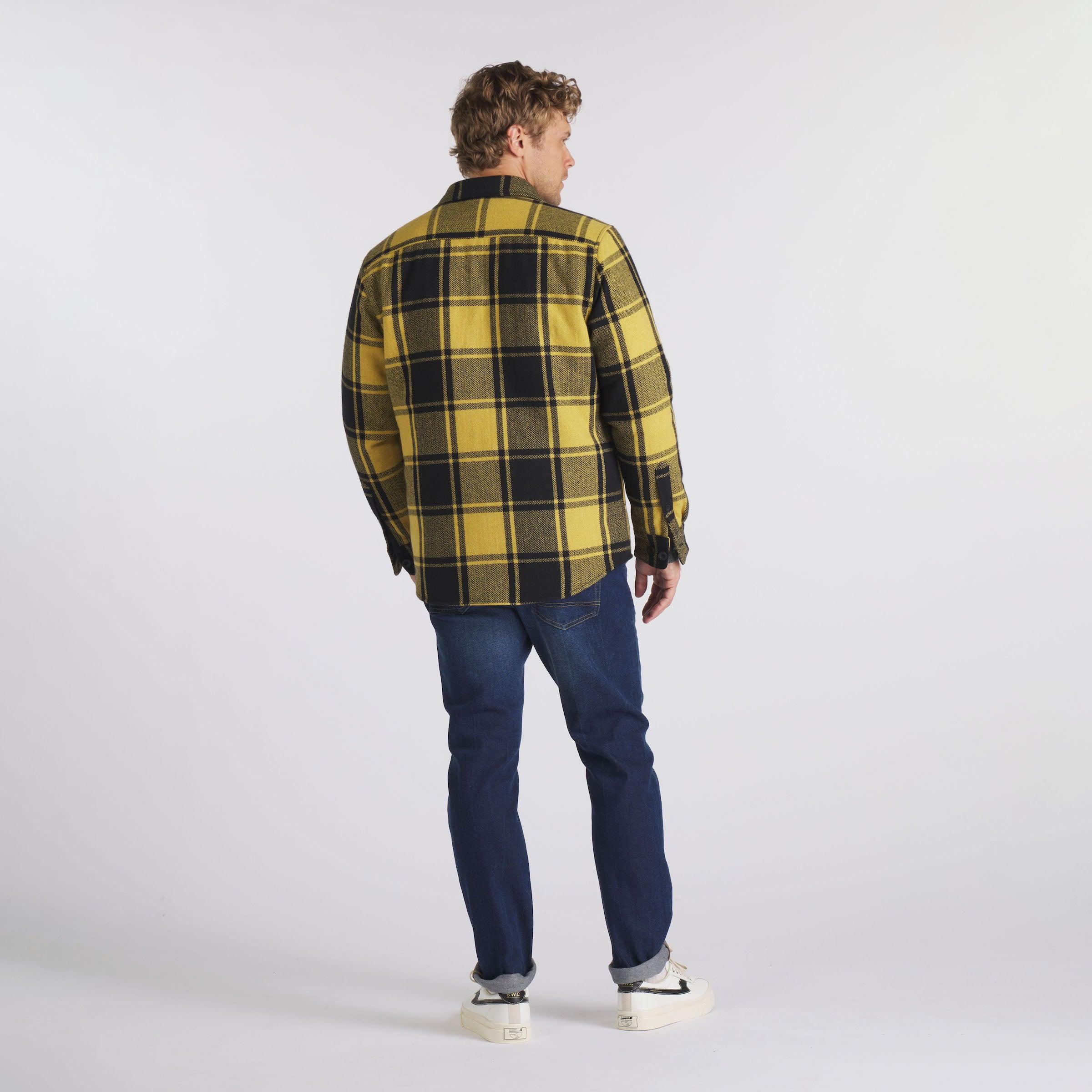 Retro Wool Padded Shirt Jacket - Mustard Black Product Image