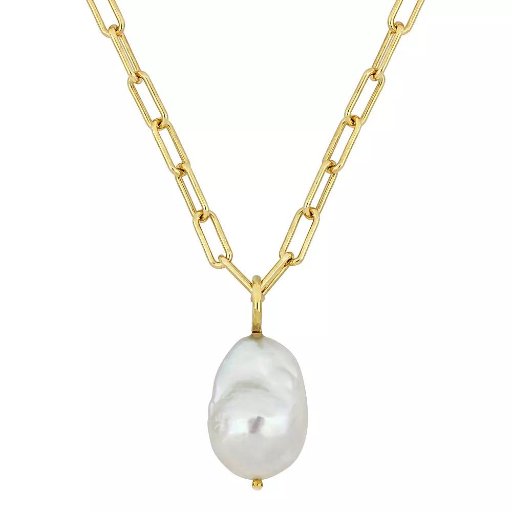 Stella Grace 18k Gold Over Silver Baroque Shape Freshwater Cultured Pearl Link Chain Necklace, Women's, Size: 18", 18k Gold Plated Product Image