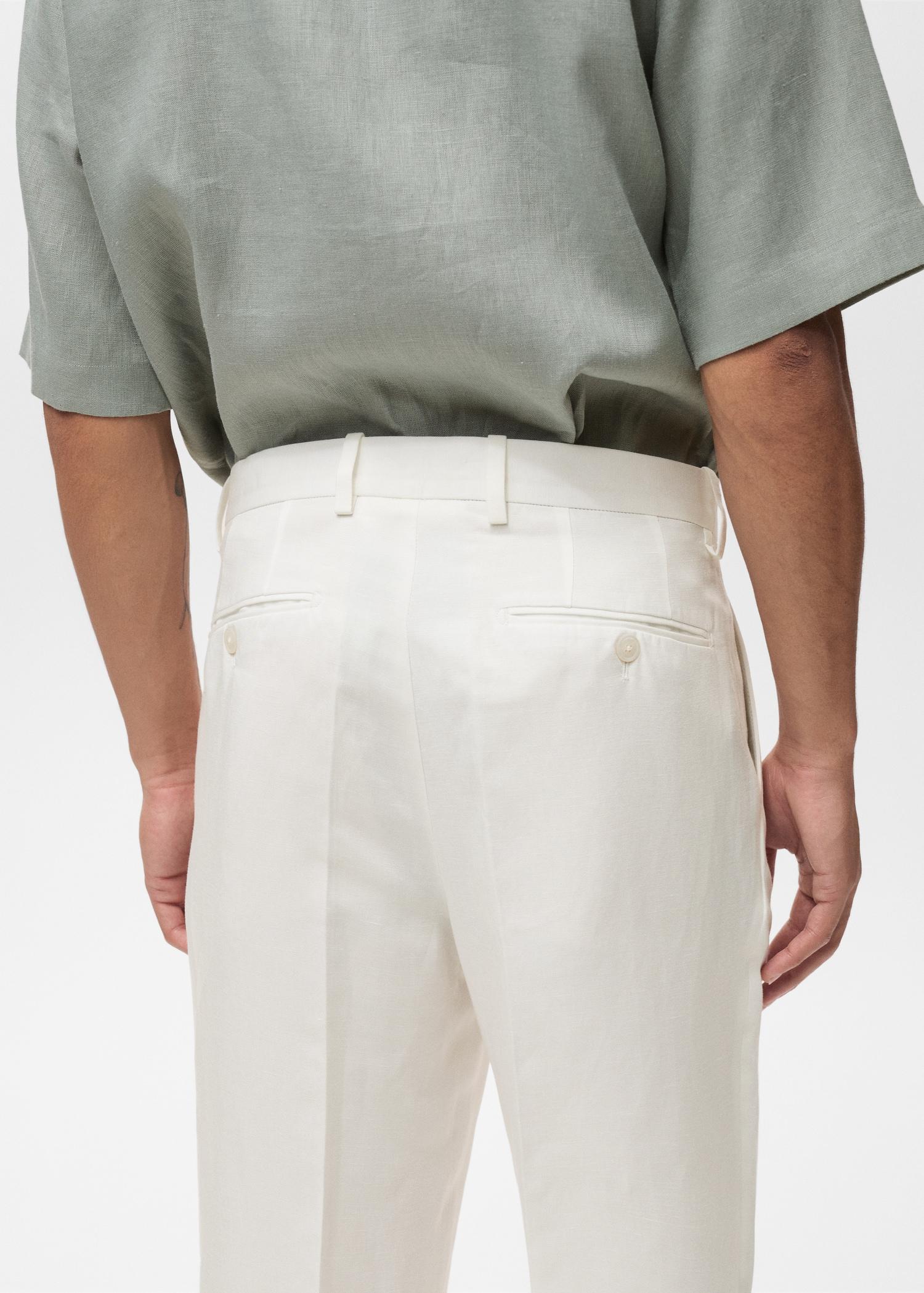 Linen-blend pleated pants - Men | MANGO USA Product Image