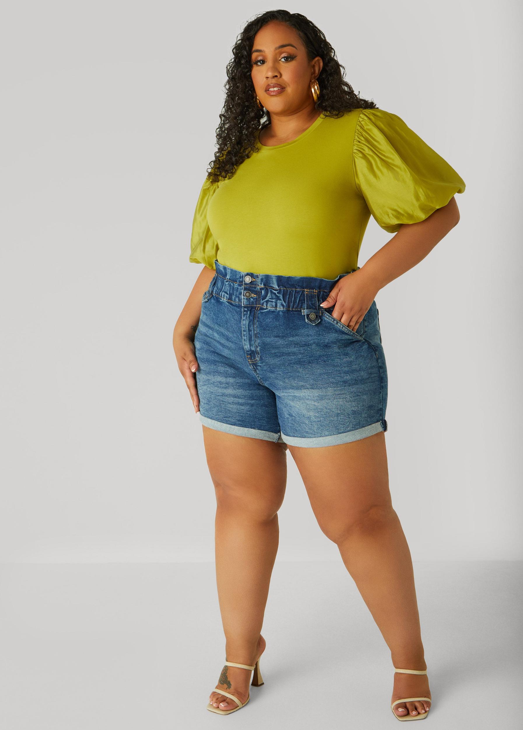 Plus Size Cotton Paneled Jersey Top Ashley Stewart Product Image