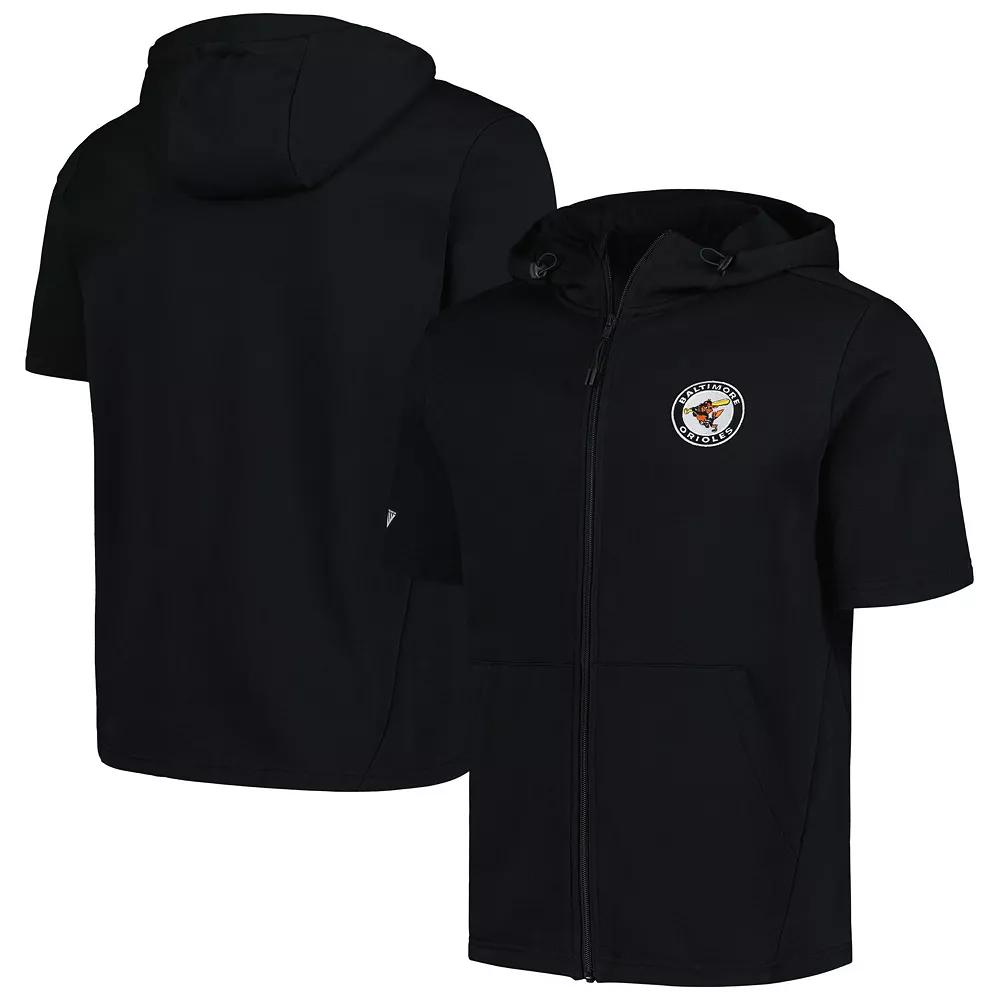 Men's Levelwear Black Baltimore Orioles Recruit Short Sleeve Full-Zip Hoodie,  Product Image