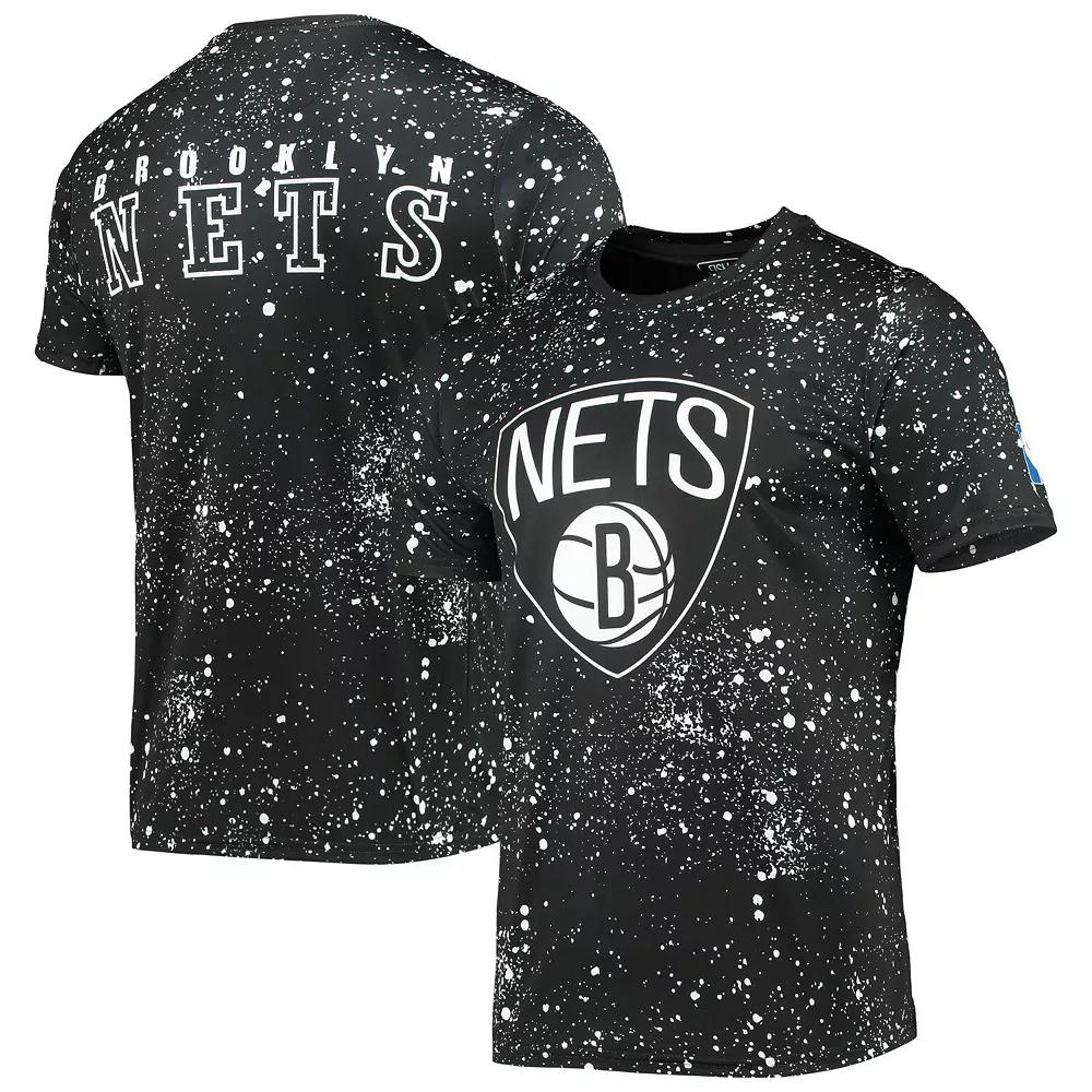 Men's FISLL Black Brooklyn Nets Splatter Print T-Shirt,  Product Image