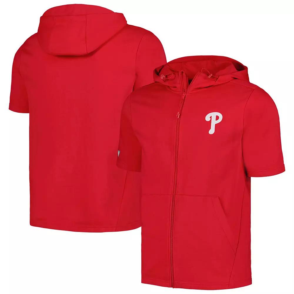 Men's Levelwear Red Philadelphia Phillies Recruit Short Sleeve Full-Zip Hoodie, Size: Large Product Image