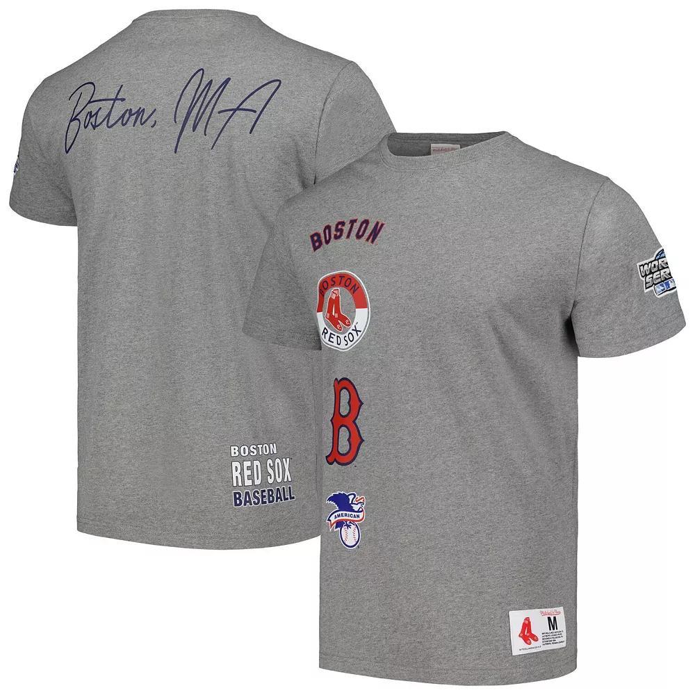 Men's Mitchell & Ness Heather Gray Boston Red Sox Cooperstown Collection City Collection T-Shirt, Size: Large, Grey Product Image