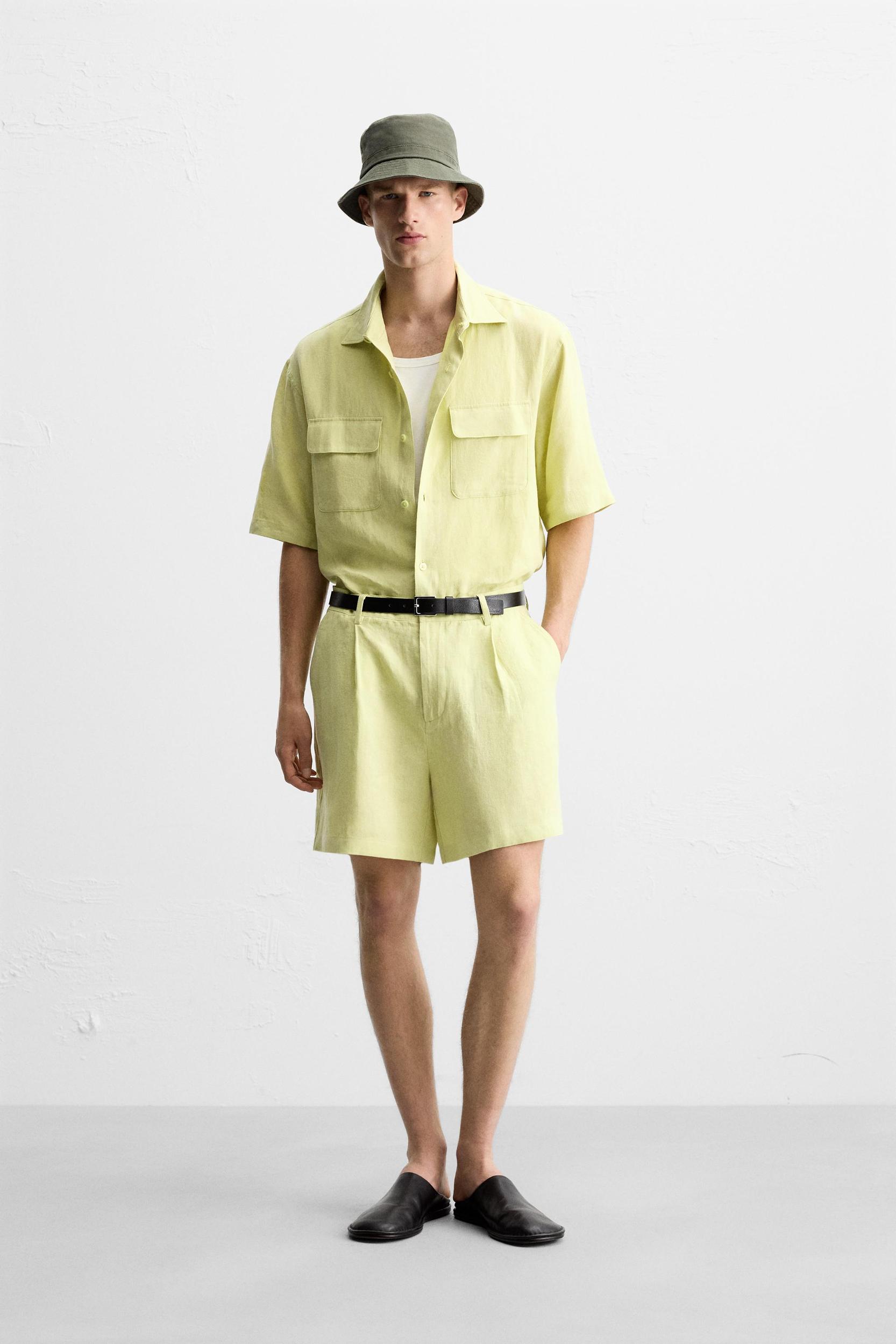 100% LINEN BERMUDA SHORTS Product Image