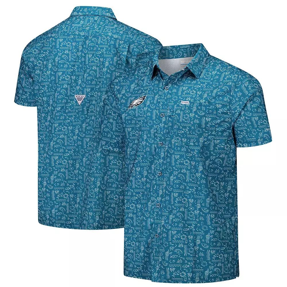 Men's Columbia PFG Green Philadelphia Eagles Super Slack Tide Omni-Wick Button-Up Shirt, Size: Medium Product Image
